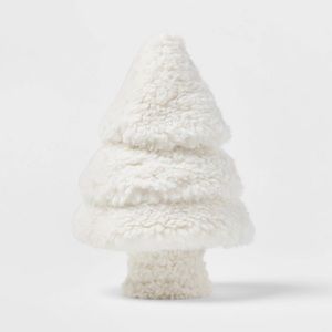 NWT Threshold Christmas Tree 3-D SHAPED Pillow Soft Sherpa Faux Fur